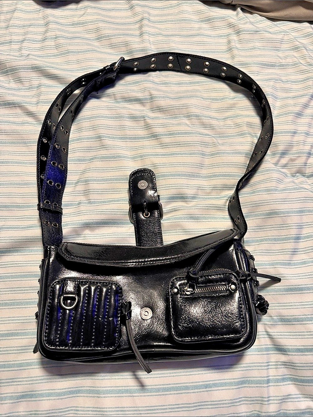 Free People Studded Shoulder Bag in Black